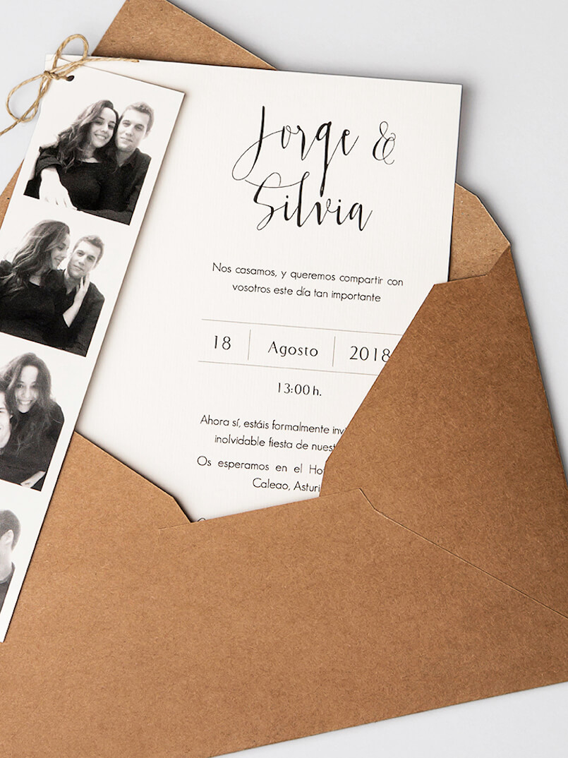 Invitación de boda fotomatón Marmarina